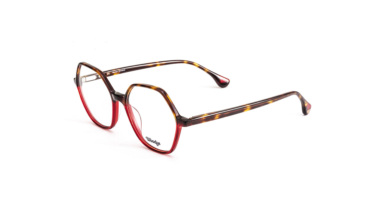 Paire de lunettes de vue Woodys Ginger couleur rouge - Côté à angle - Doyle
