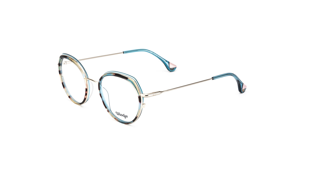 Paire de lunettes de vue Woodys Guppy couleur bleu - Côté à angle - Doyle
