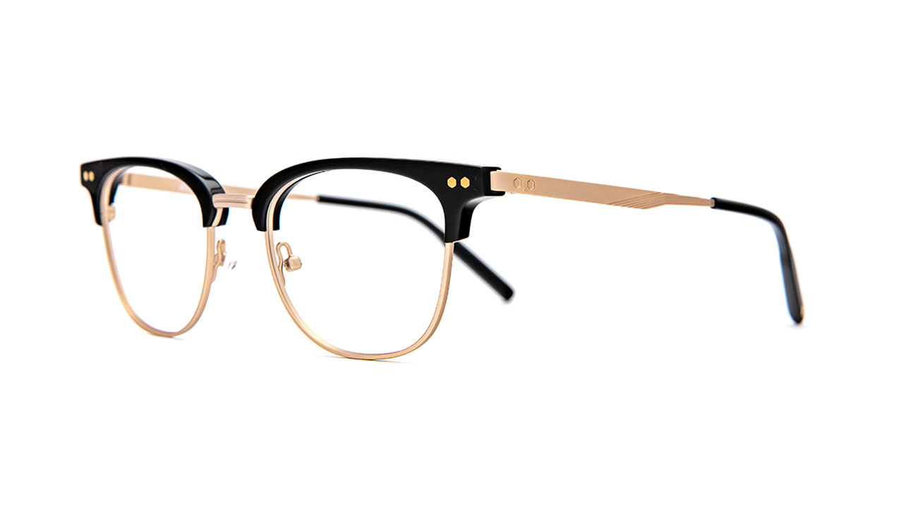 Paire de lunettes de vue Atelier-78 Leo couleur noir or - Côté à angle - Doyle