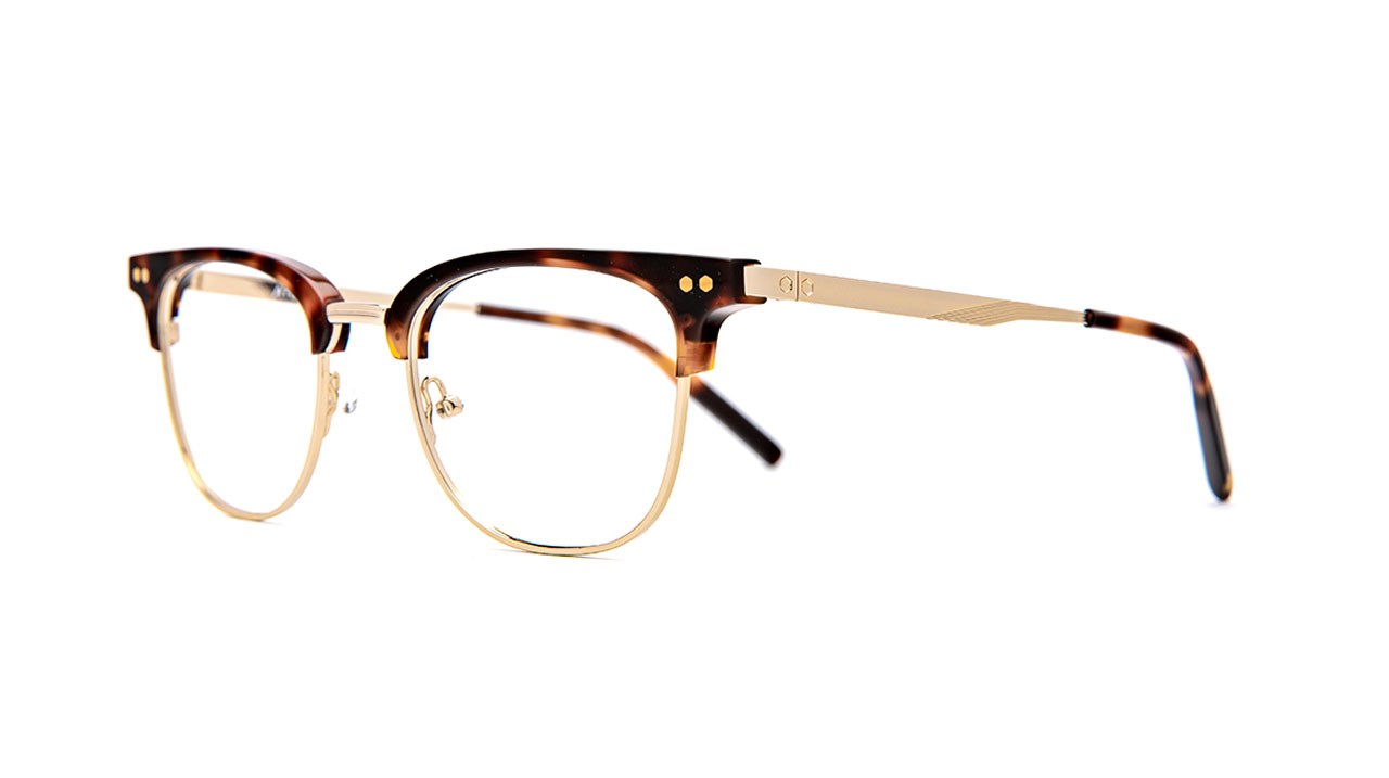 Paire de lunettes de vue Atelier-78 Leo couleur havane or - Côté à angle - Doyle