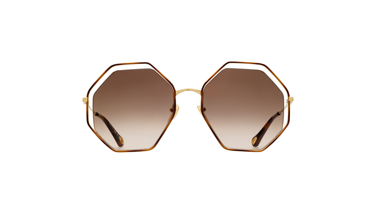 Paire de lunettes de soleil Chloe Ch0046s couleur havane or - Doyle