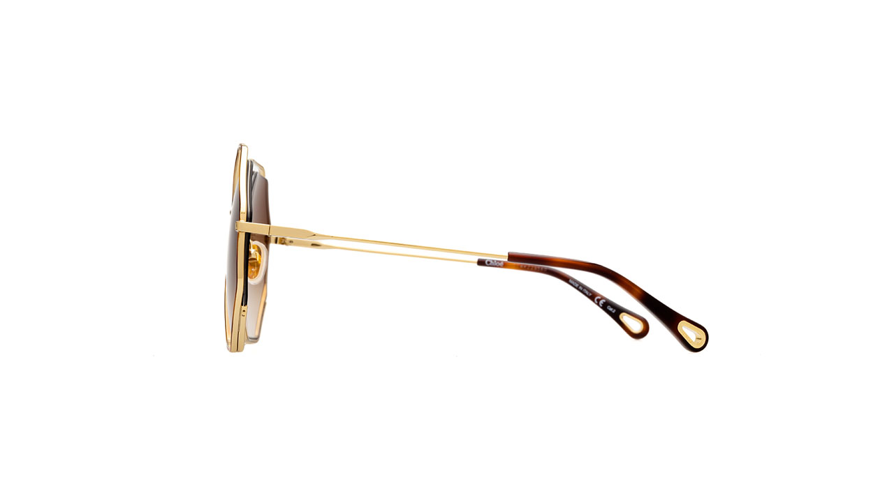 Paire de lunettes de soleil Chloe Ch0046s couleur havane or - Côté droit - Doyle