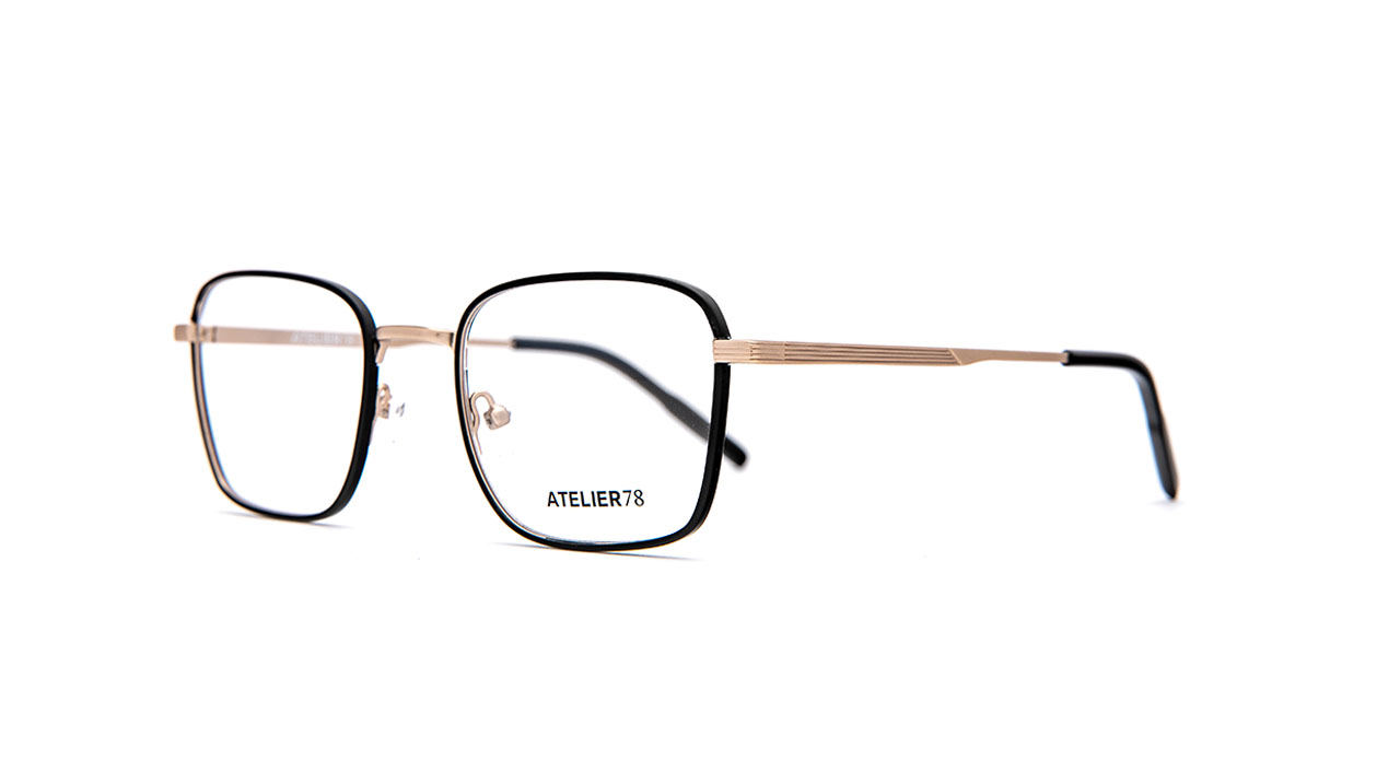 Paire de lunettes de vue Atelier78 Marvin couleur noir or - Côté à angle - Doyle