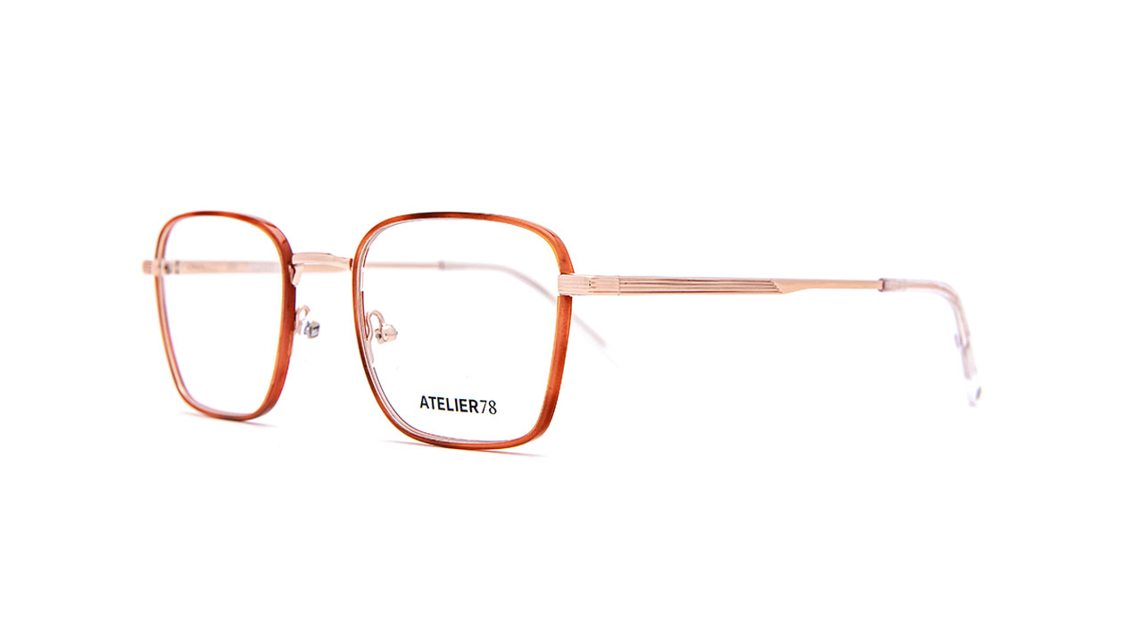 Paire de lunettes de vue Atelier-78 Marvin couleur prune or - Côté à angle - Doyle