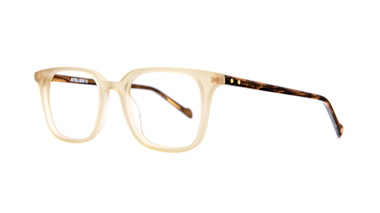 Paire de lunettes de vue Atelier-78 Moss couleur kaki satin - Côté à angle - Doyle
