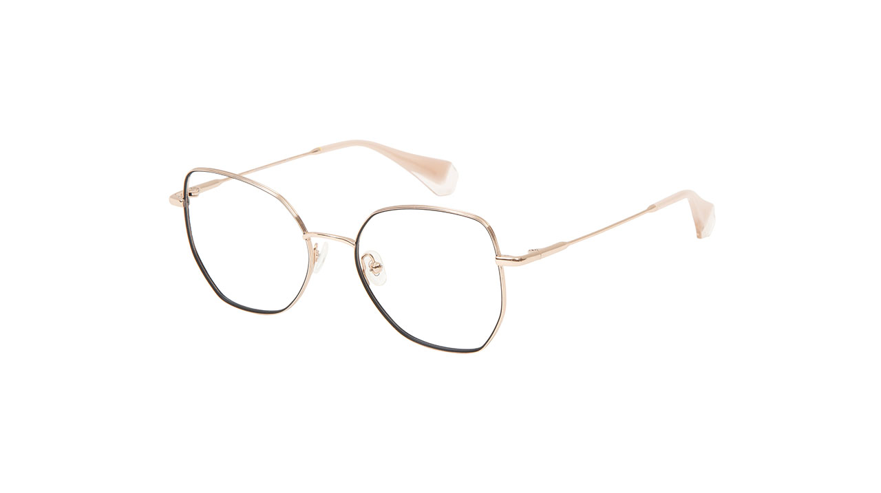 Paire de lunettes de vue Gigi-studios Bruna couleur or rose - Côté à angle - Doyle
