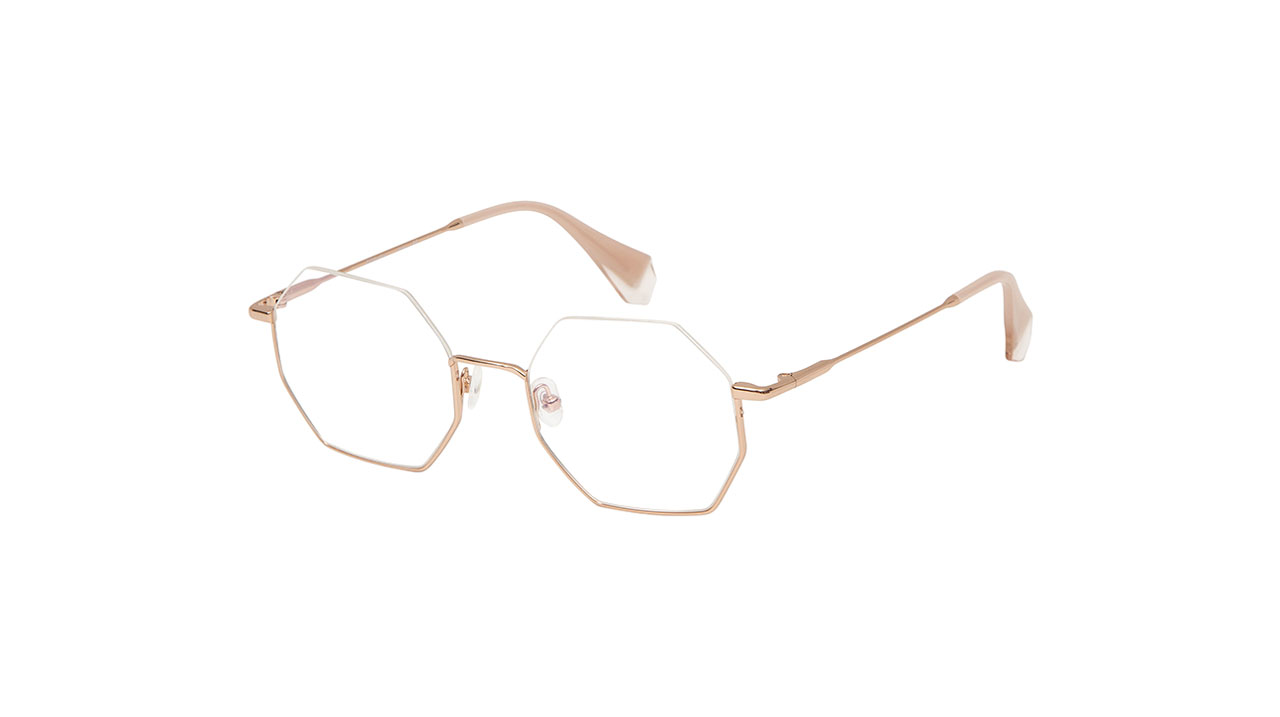 Paire de lunettes de vue Gigi-studios Enara couleur or rose - Côté à angle - Doyle