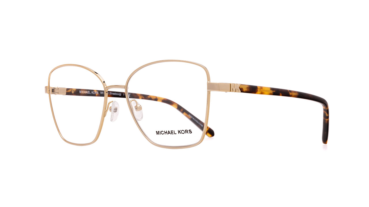 Paire de lunettes de vue Michael-kors Mk3052 couleur or - Côté à angle - Doyle