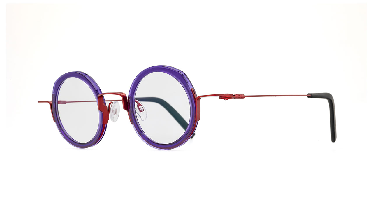 Paire de lunettes de vue Theo-eyewear Carrot couleur mauve - Côté à angle - Doyle