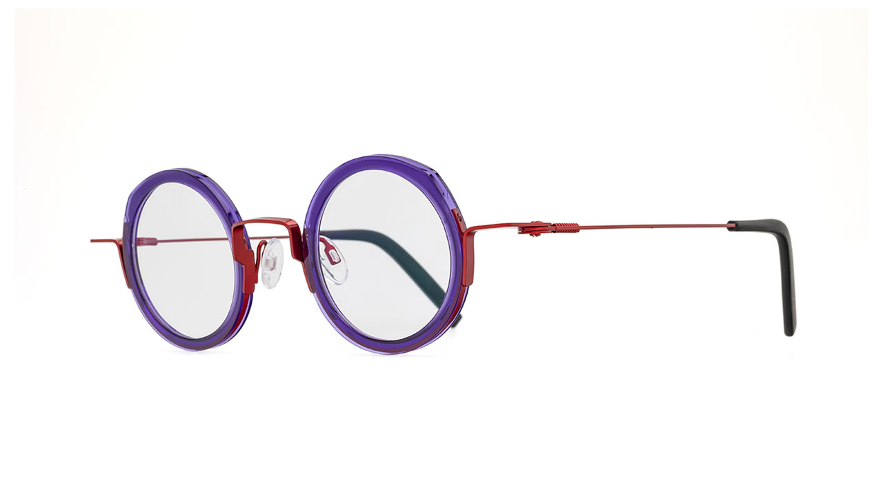 Paire de lunettes de vue Theo Carrot couleur mauve - Côté à angle - Doyle