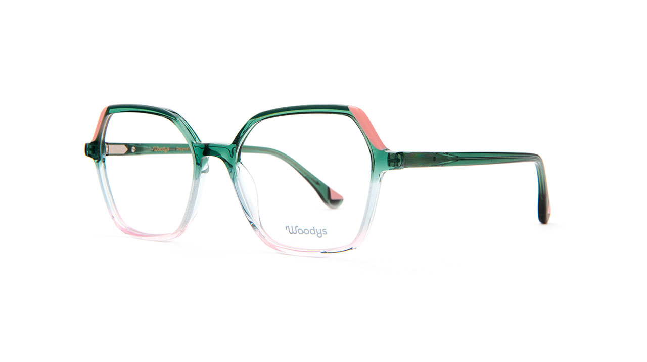 Paire de lunettes de vue Woodys Dore couleur vert - Côté à angle - Doyle