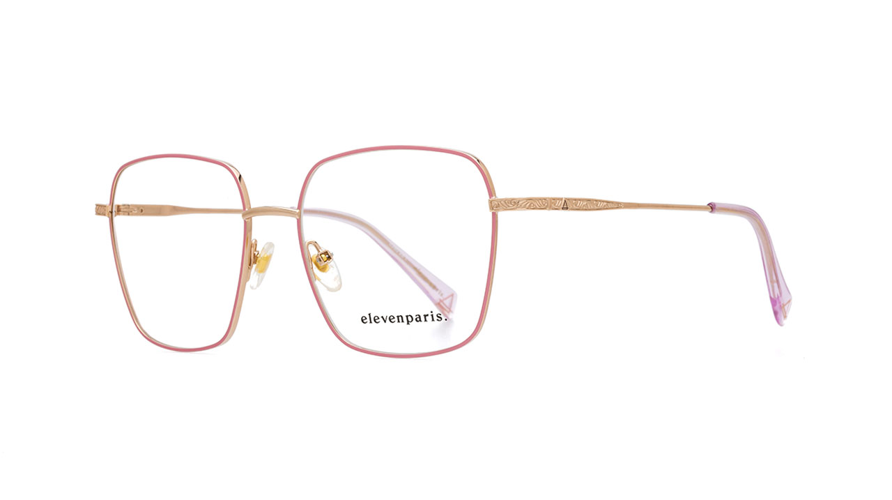 Paire de lunettes de vue Elevenparis Epmm039 couleur rose - Côté à angle - Doyle