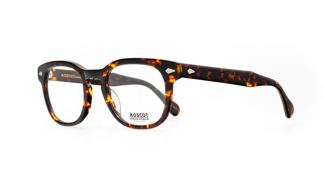 Paire de lunettes de vue Moscot Gelt couleur havane - Côté à angle - Doyle
