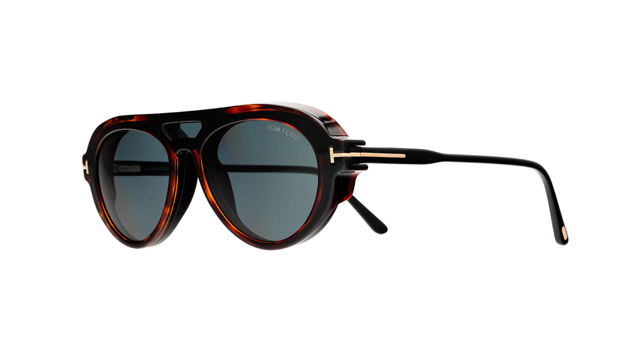 Paire de lunettes de vue Tom-ford Tf5760-b + clip couleur noir - Côté à angle - Doyle
