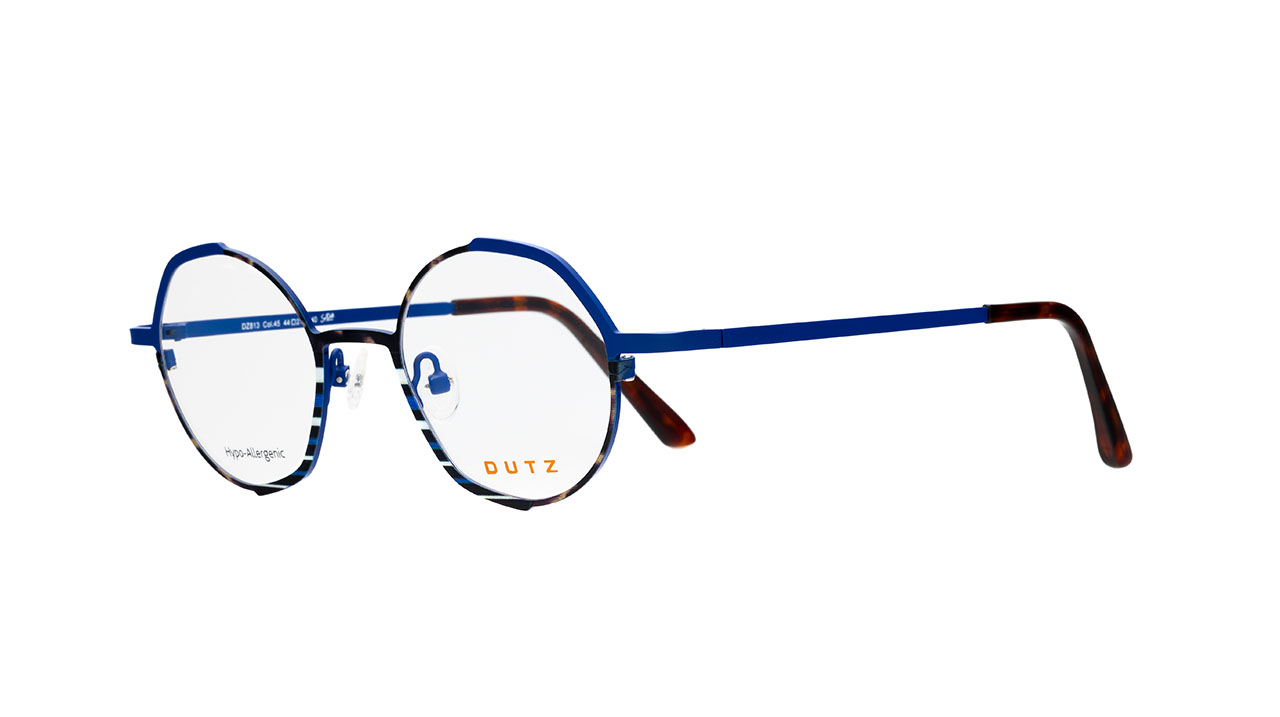Paire de lunettes de vue Dutz Dz813 couleur bleu - Côté à angle - Doyle