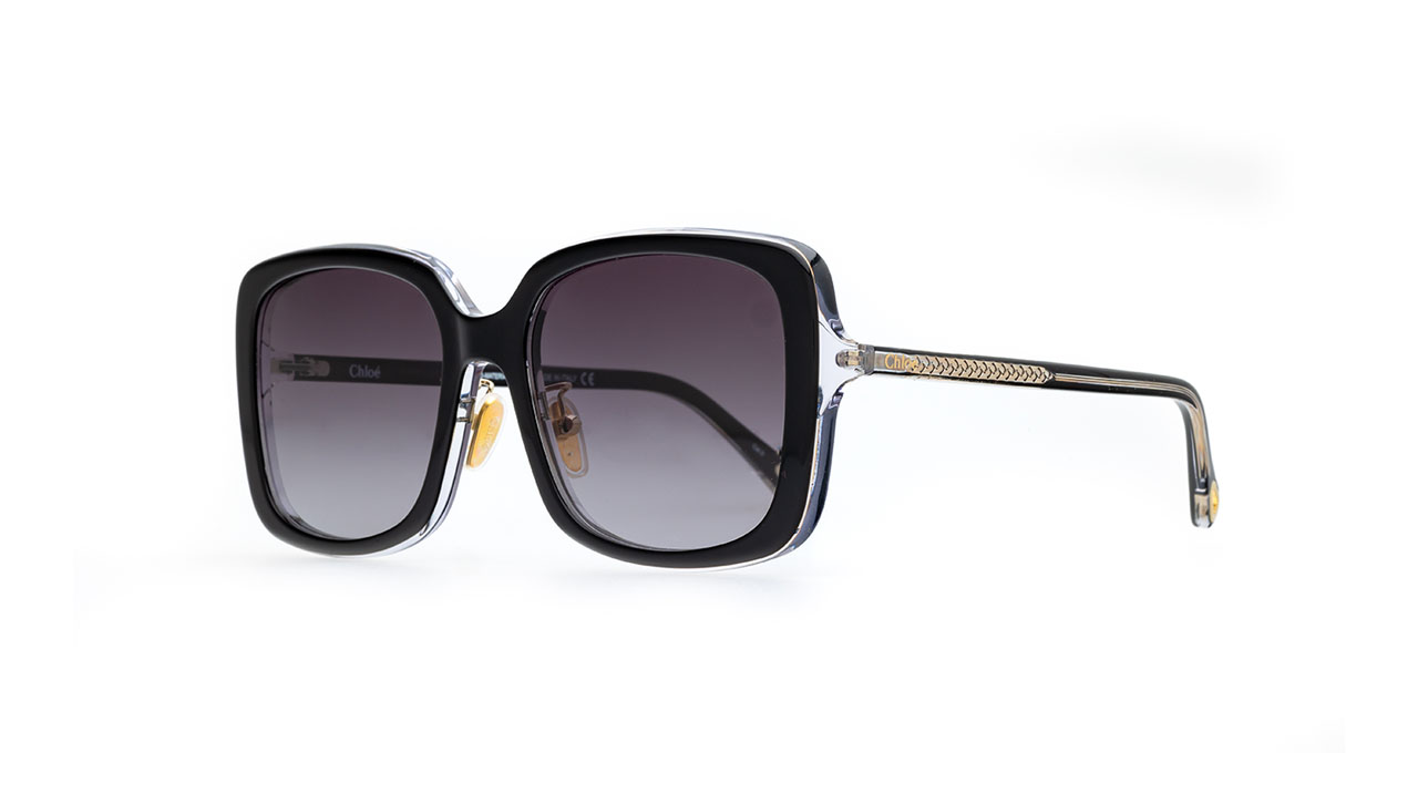 Paire de lunettes de soleil Chloe Ch0073sk couleur or - Côté à angle - Doyle