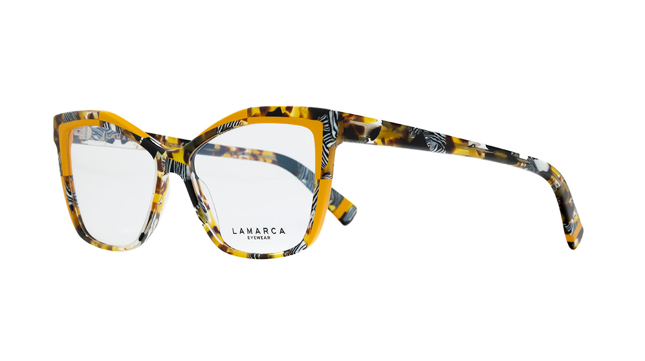Paire de lunettes de vue Lamarca Fusioni 103 couleur jaune - Côté à angle - Doyle
