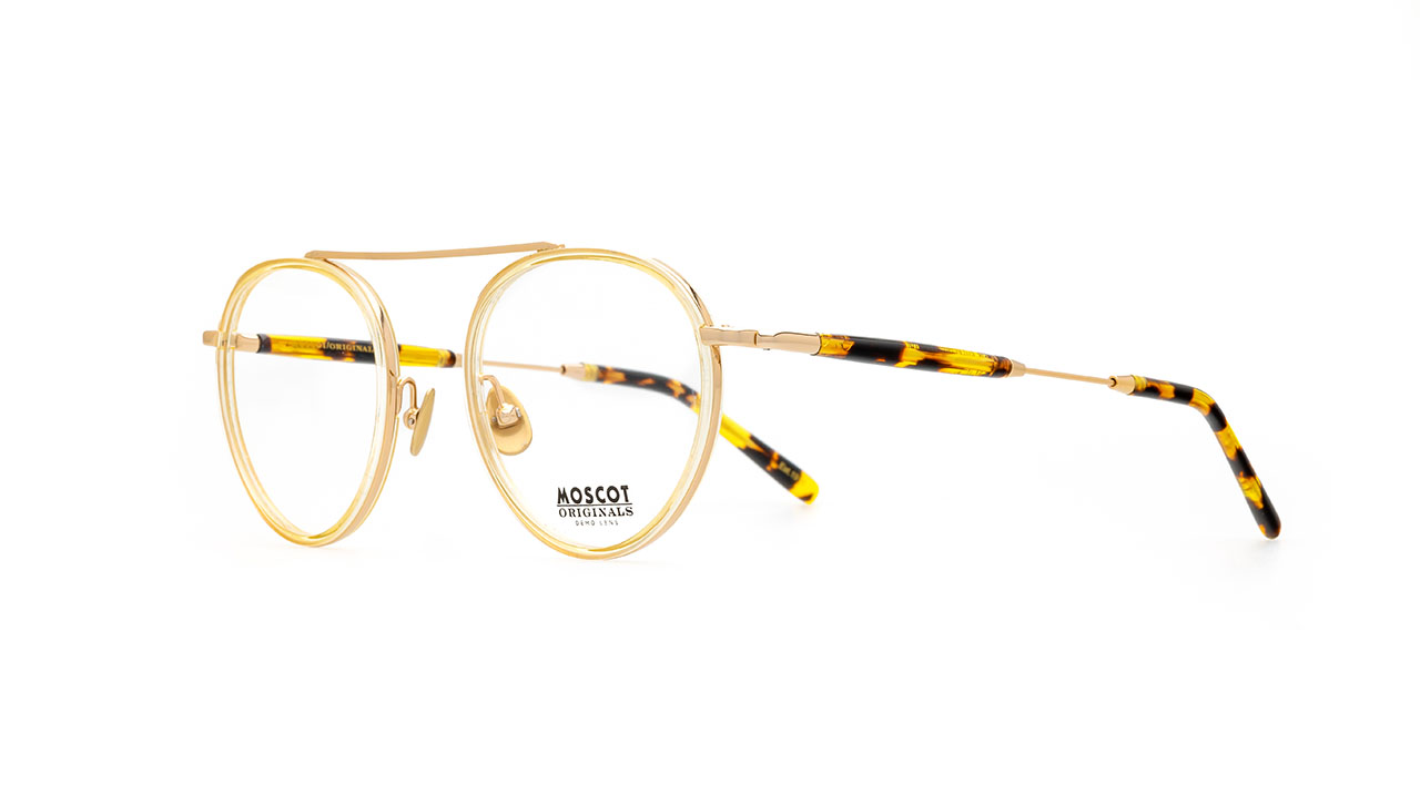 Paire de lunettes de vue Moscot Pupik couleur or - Côté à angle - Doyle