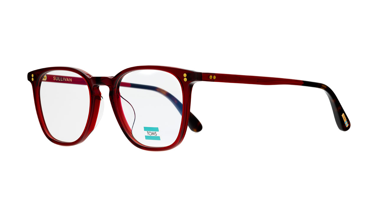 Paire de lunettes de vue Toms Sullivan couleur rouge - Côté à angle - Doyle