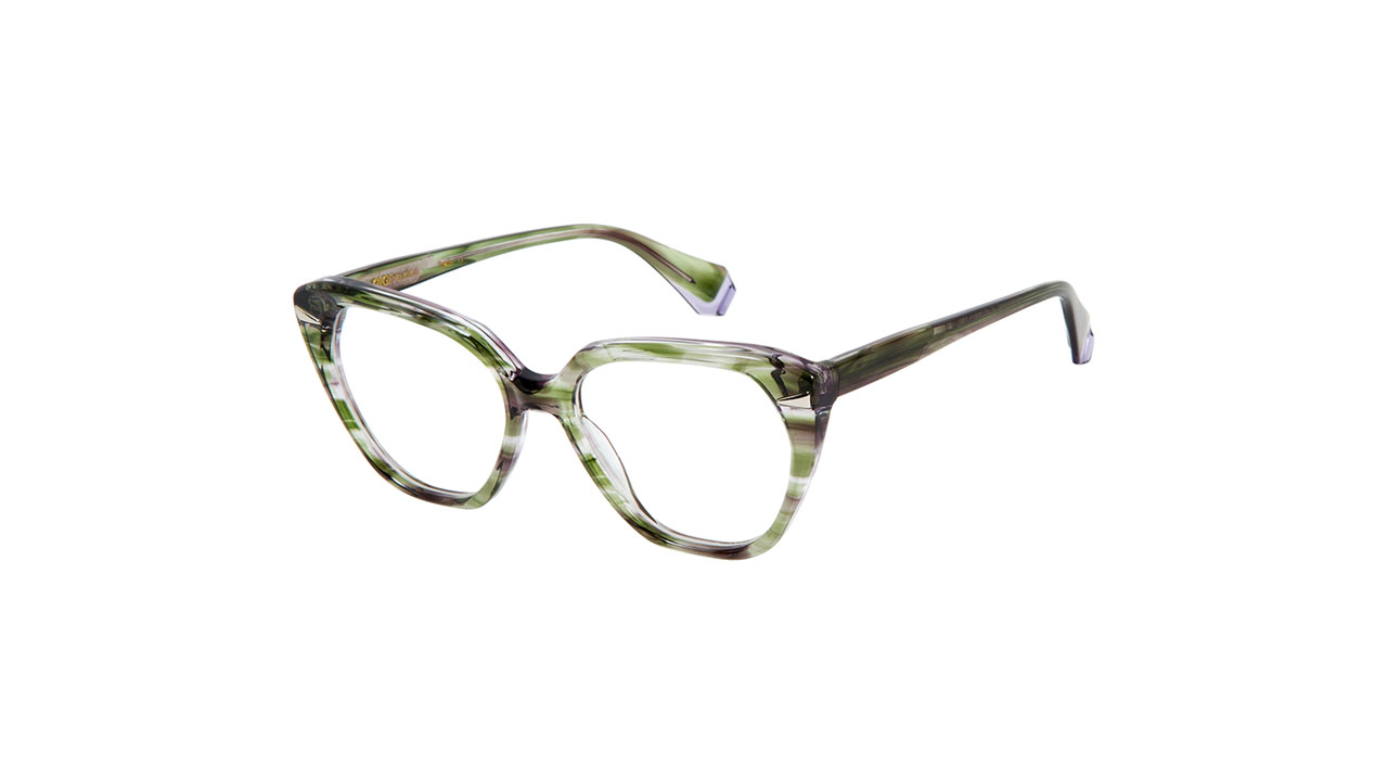 Paire de lunettes de vue Gigi-studios Galia couleur vert - Côté à angle - Doyle