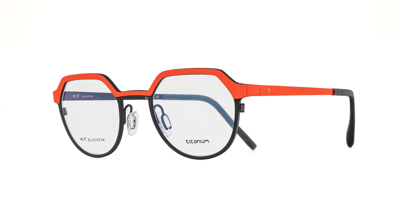 Paire de lunettes de vue Blackfin Bf969 wells couleur orange - Côté à angle - Doyle