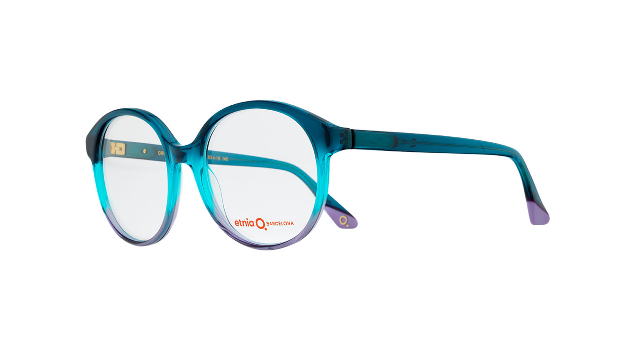 Paire de lunettes de vue Etnia-barcelona Ornella couleur turquoise - Côté à angle - Doyle