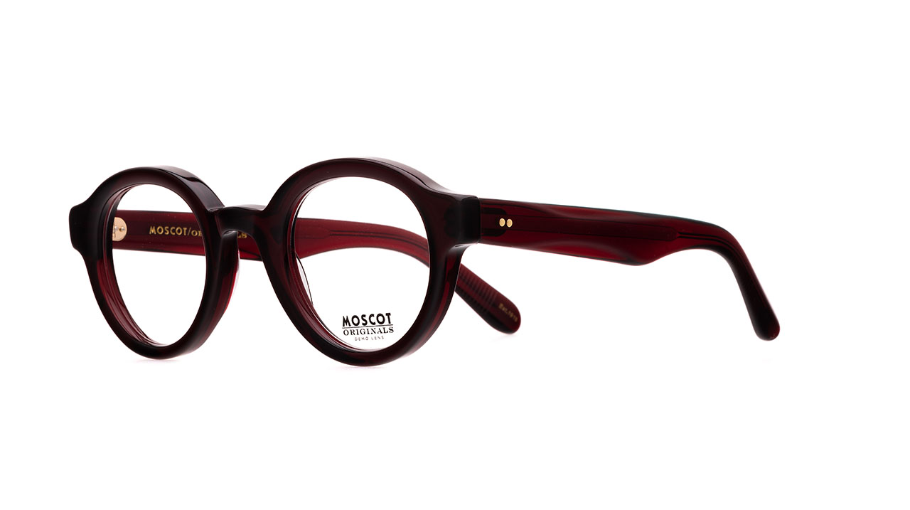 Paire de lunettes de vue Moscot Greps couleur rouge - Côté à angle - Doyle