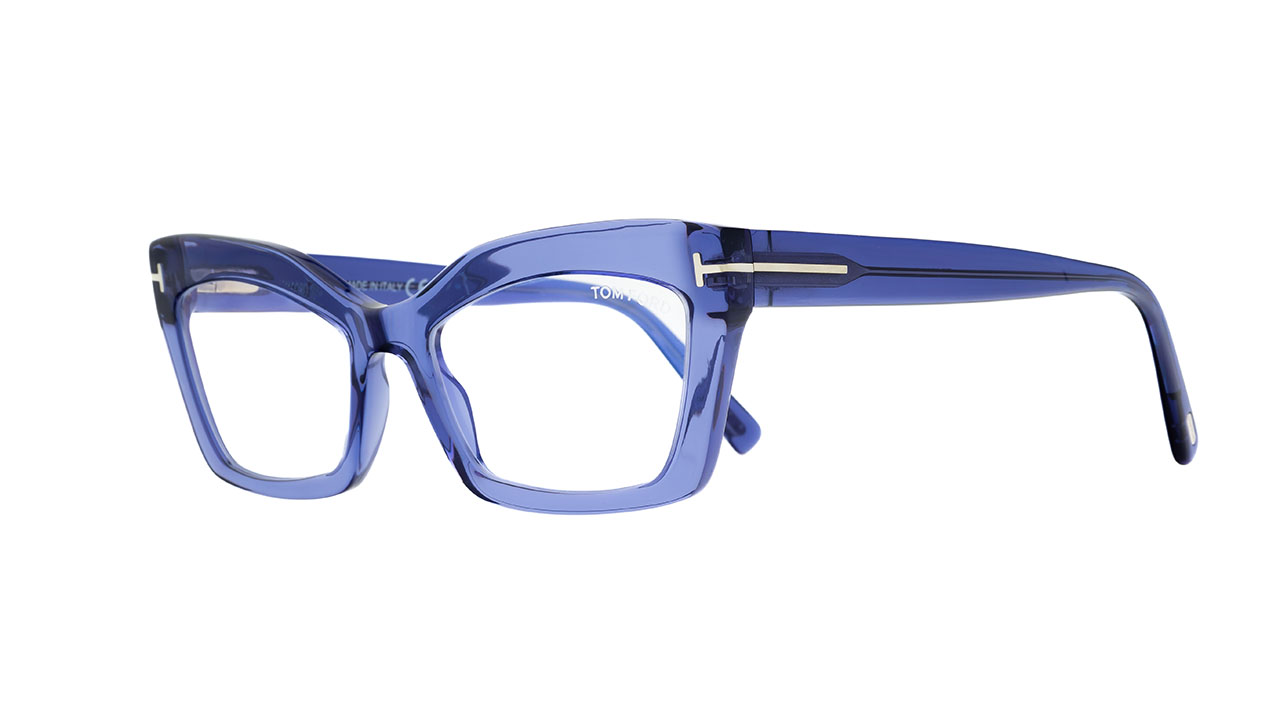 Paire de lunettes de vue Tom-ford Tf5766-b couleur bleu - Côté à angle - Doyle