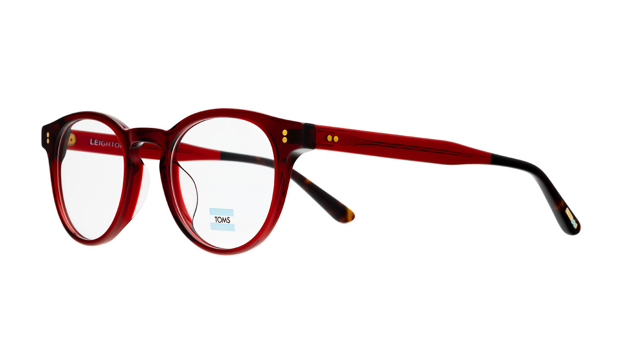 Paire de lunettes de vue Toms Leighton couleur rouge - Côté à angle - Doyle