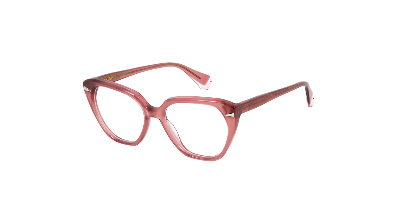 Paire de lunettes de vue Gigi-studio Galia couleur rose - Côté à angle - Doyle