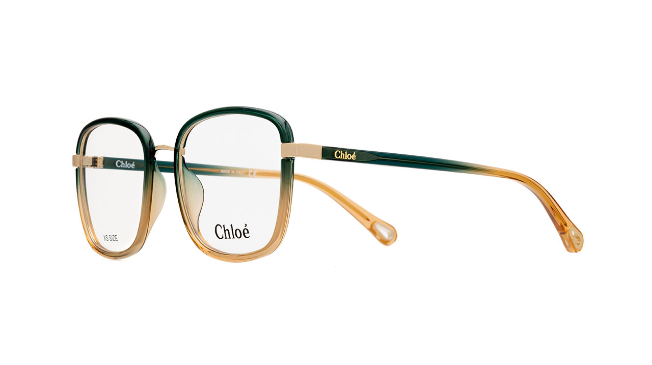 Paire de lunettes de vue Chloe Ch0034o couleur vert - Côté à angle - Doyle