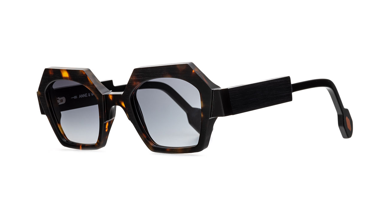 Paire de lunettes de soleil Anne-et-valentin Spy /s couleur havane - Côté à angle - Doyle