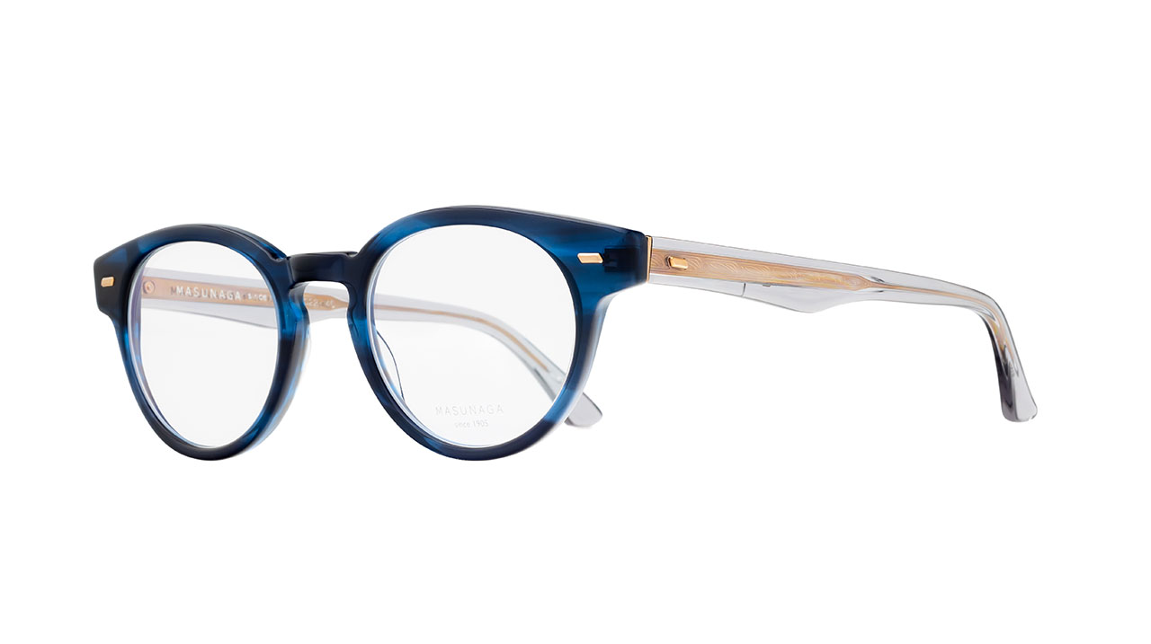 Paire de lunettes de vue Masunaga Mas064 couleur bleu - Côté à angle - Doyle