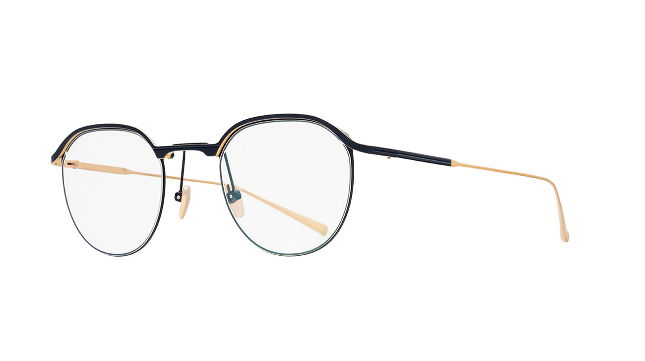 Paire de lunettes de vue Masunaga Stratus couleur bleu - Côté à angle - Doyle