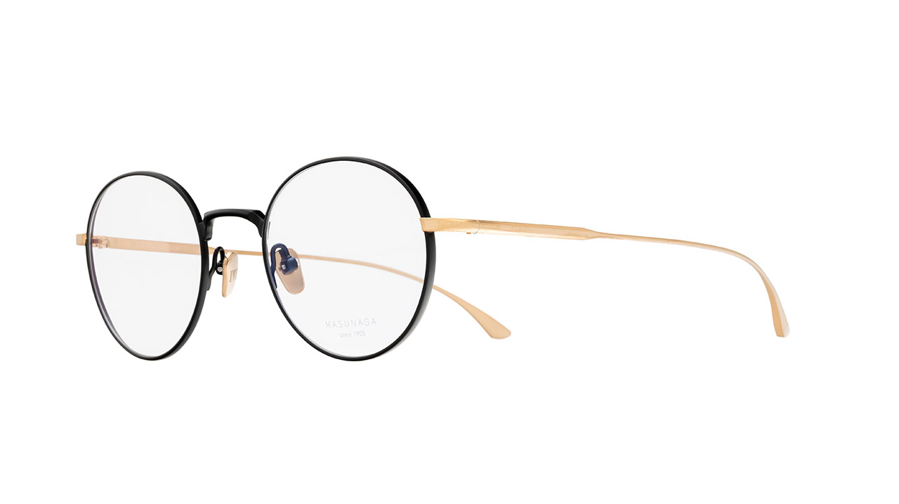 Paire de lunettes de vue Masunaga Wright couleur noir - Côté à angle - Doyle