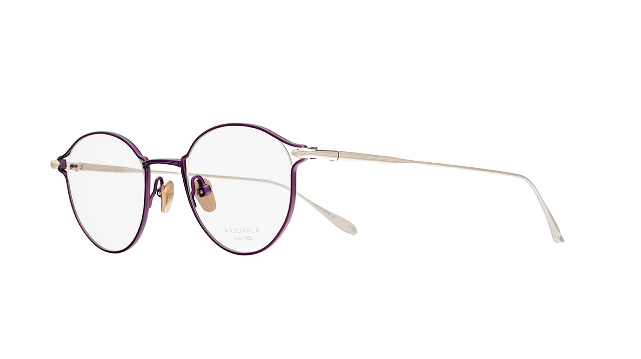 Paire de lunettes de vue Masunaga Juliet couleur mauve - Côté à angle - Doyle