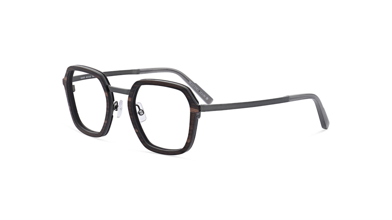 Paire de lunettes de vue Oga 10167o bois couleur brun - Côté à angle - Doyle