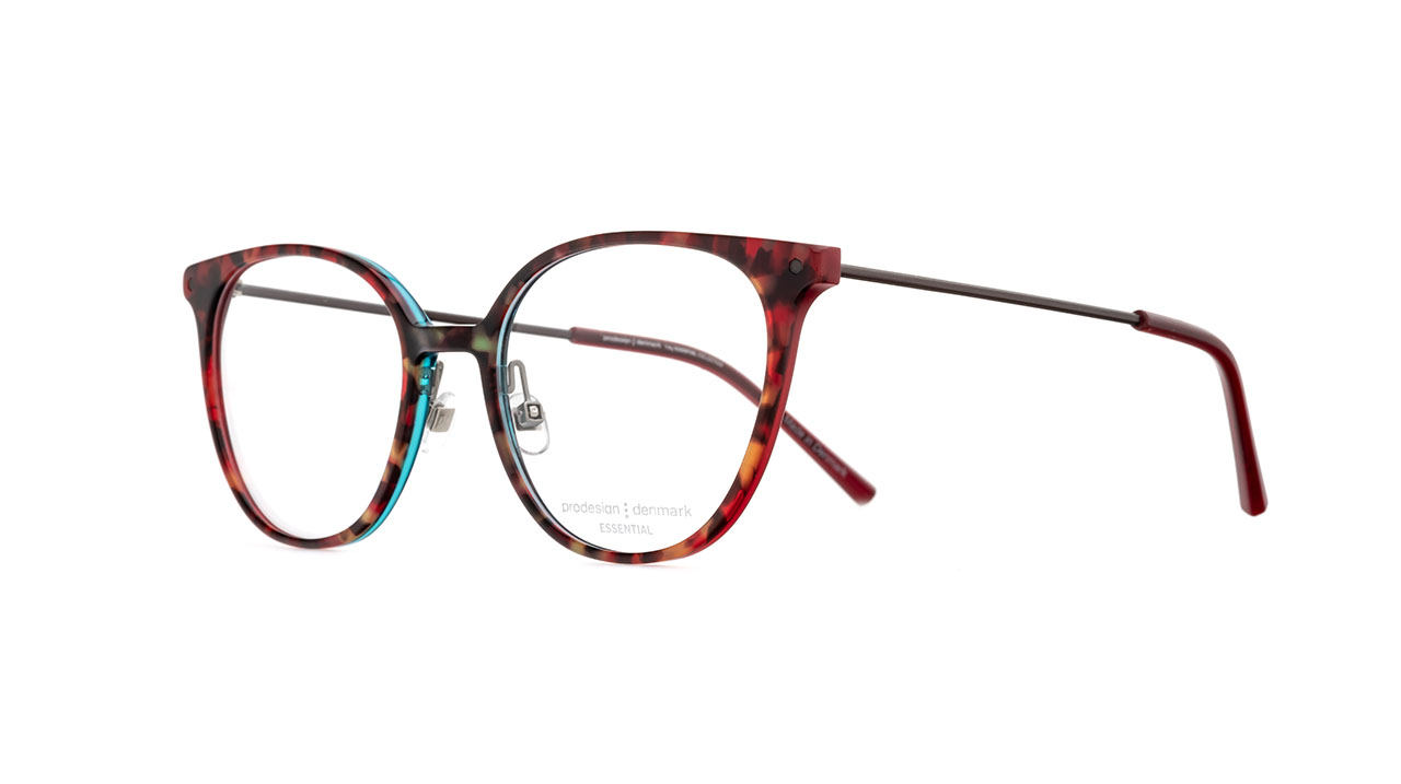 Paire de lunettes de vue Prodesign Hexa 1n couleur rouge - Côté à angle - Doyle