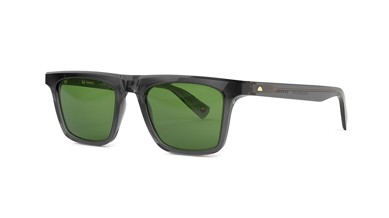 Paire de lunettes de soleil Tens Bronson evergreen /s couleur gris - Côté à angle - Doyle