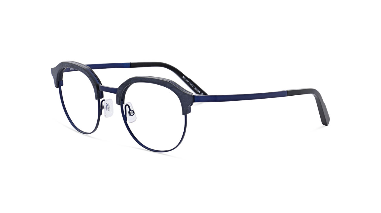 Paire de lunettes de vue Oga 10166o bois couleur bleu - Côté à angle - Doyle