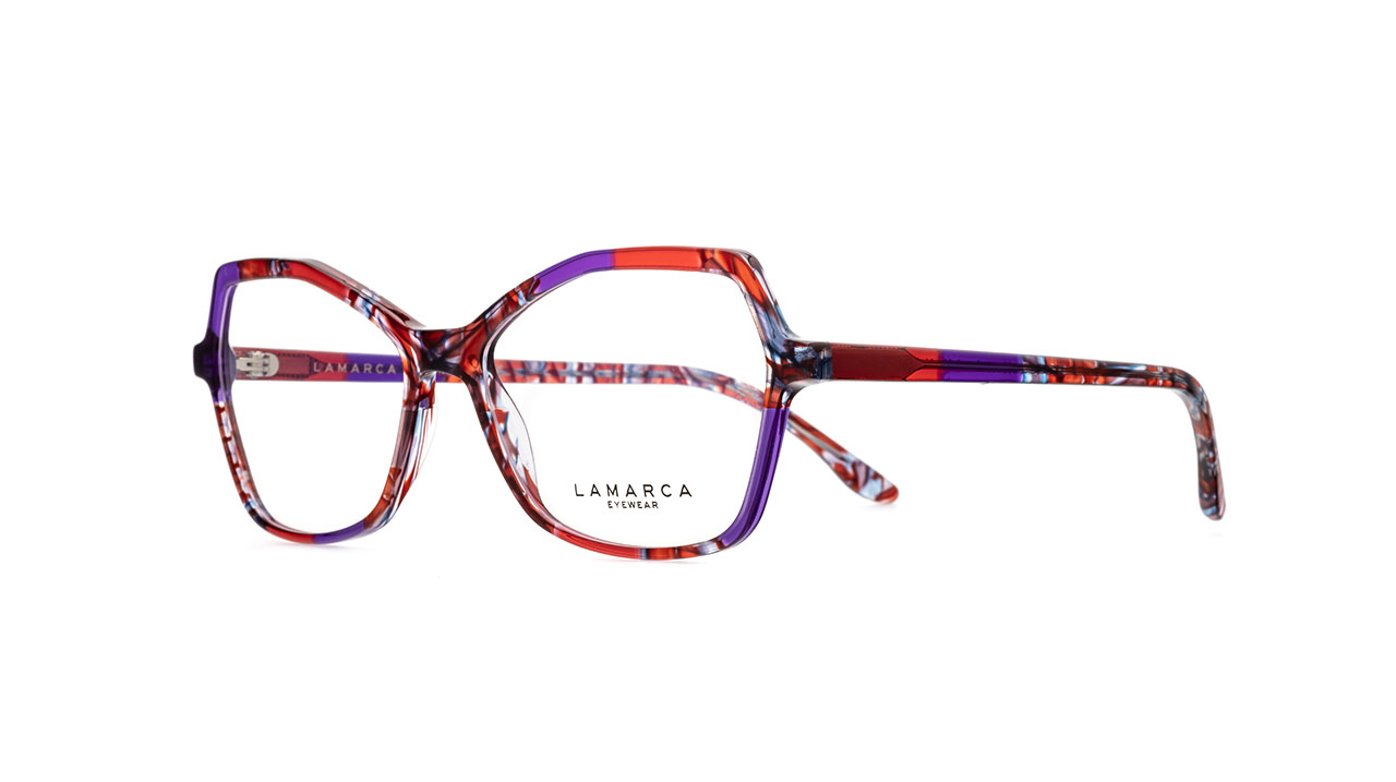 Paire de lunettes de vue Lamarca Mosaico 109 couleur rouge - Côté à angle - Doyle