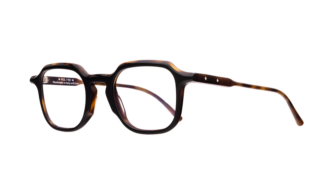 Paire de lunettes de vue Res-rei Charles couleur brun - Côté à angle - Doyle
