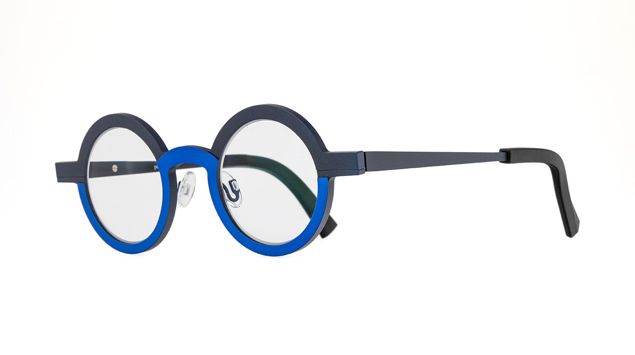 Paire de lunettes de vue Theo Armstrong couleur bleu - Côté à angle - Doyle