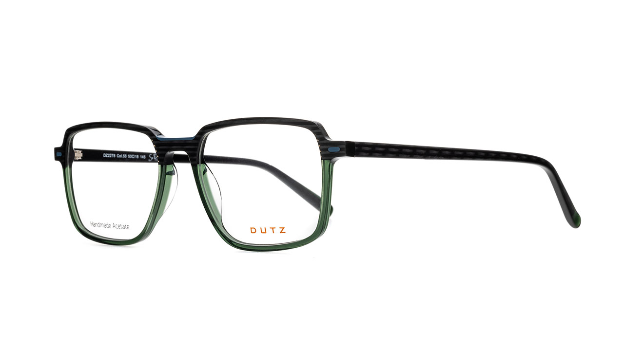 Paire de lunettes de vue Dutz Dz2278 couleur vert - Côté à angle - Doyle