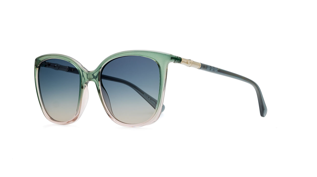 Paire de lunettes de soleil Longchamp Lo710s couleur turquoise - Côté à angle - Doyle