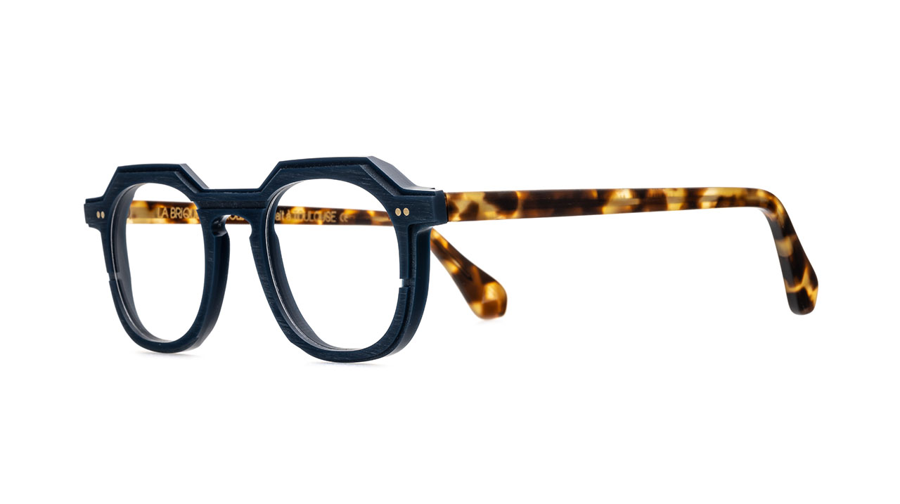 Paire de lunettes de vue La-brique-et-la-violette Min-jeff couleur bleu - Côté à angle - Doyle