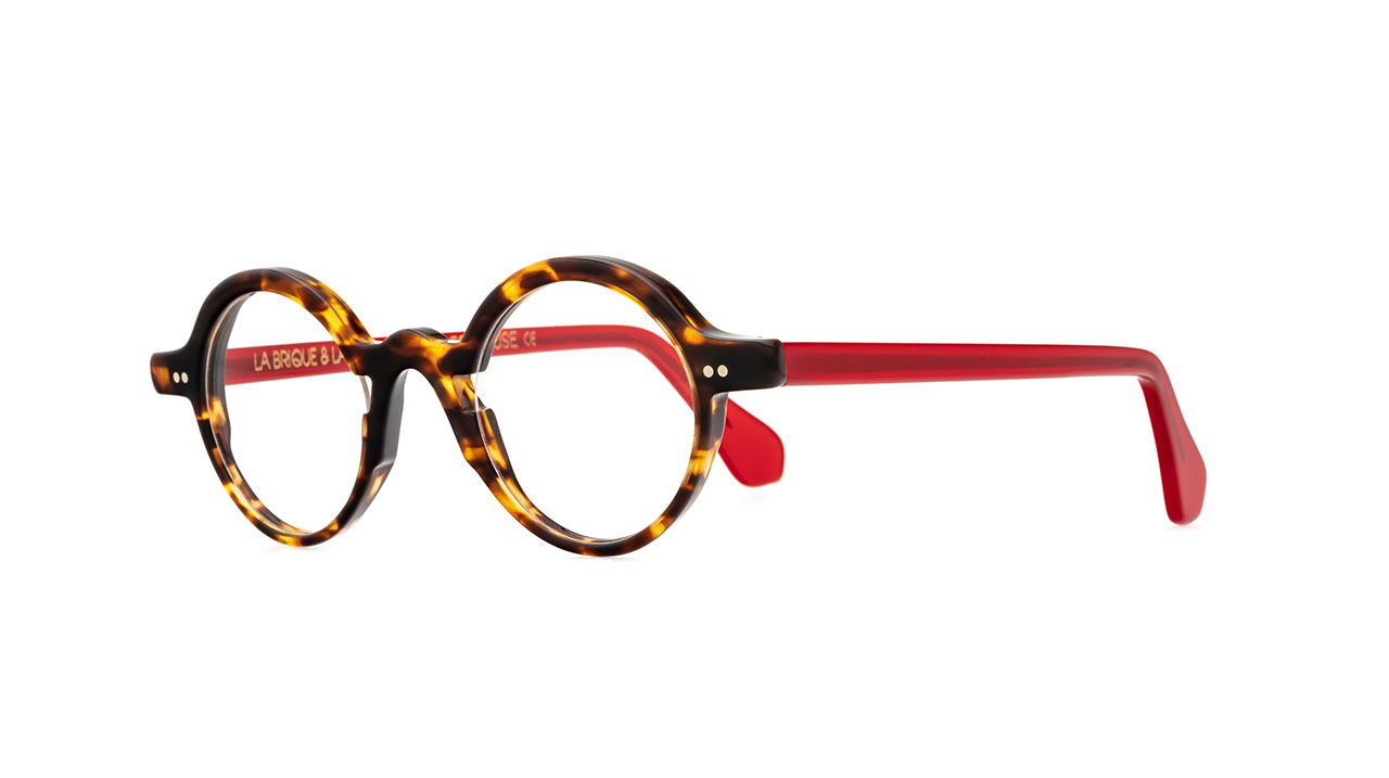 Paire de lunettes de vue La-brique-et-la-violette Leon couleur brun - Côté à angle - Doyle