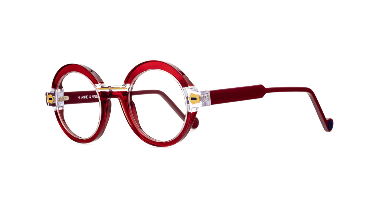 Paire de lunettes de vue Annevalentin Transfigure couleur rouge - Côté à angle - Doyle