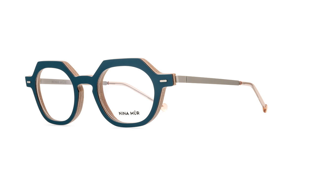 Paire de lunettes de vue Nina-mur Paola couleur turquoise - Côté à angle - Doyle