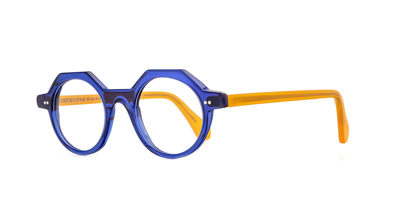 Paire de lunettes de vue La-brique-et-la-violette Tony couleur bleu - Côté à angle - Doyle